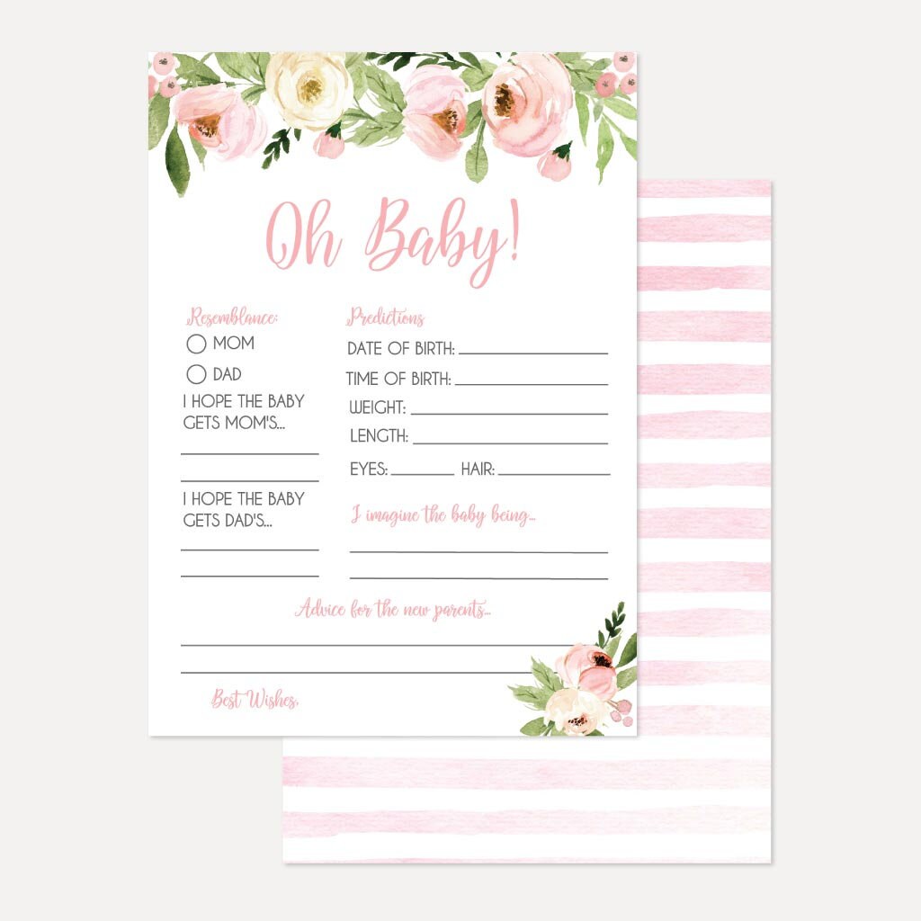 Printable Baby Shower Prediction Card Baby Shower Prediction Etsy