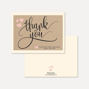 Hacemos Kraft Wedding Thank You Card Template - Bulk, Editable Thank You Template, DIY Thank You Card for Wedding, Thank You Card with Photo