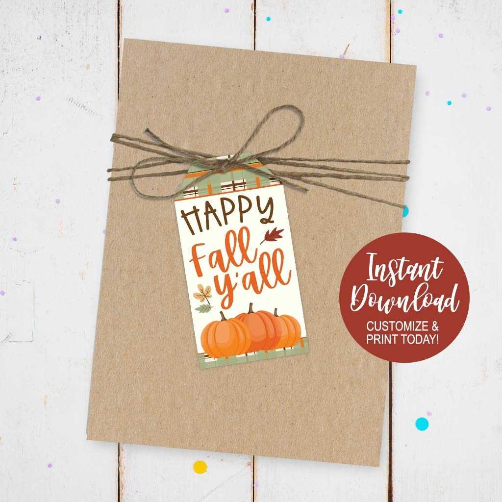Pumpkin Thank You Tags Printable Leaf Thank You Tag Template | Etsy