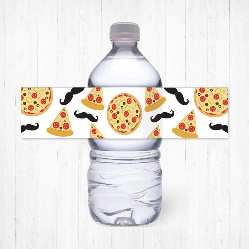 Pizza Party Water Bottle Wraps Template Drink Wraps Pizza Etsy
