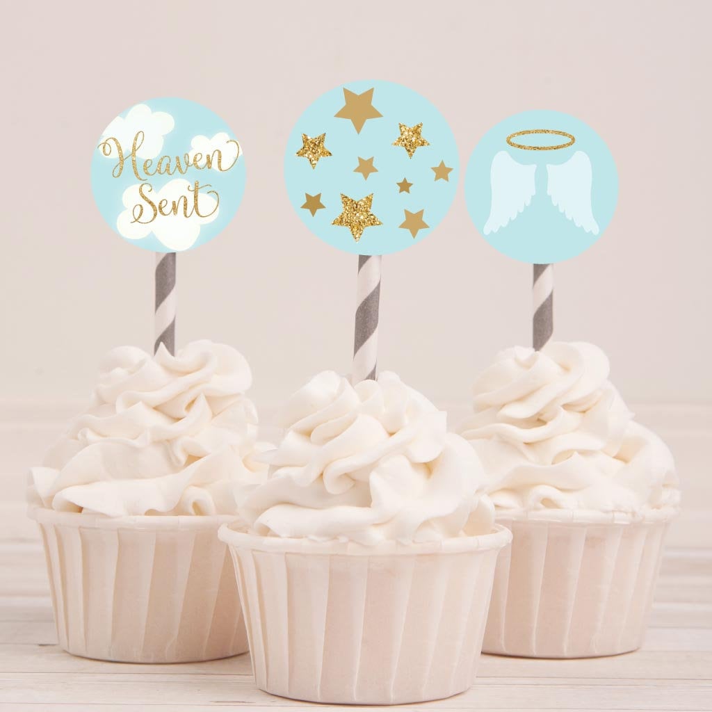 Topper per cupcake a forma di stella fatti a mano, confezione da 6