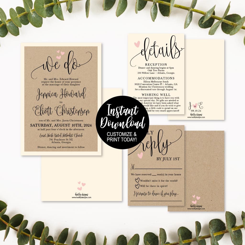 Wedding Invitations With RSVP Cheap Wedding Invitation Etsy