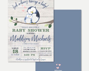 Owl Boy Baby Shower Invitation Template - Affordable Baby Shower Invite, Editable Invitations, Editable PDF, Hadley Designs
