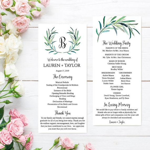 Wedding Program Thank You Messages Wedding Programs Online - Etsy 日本