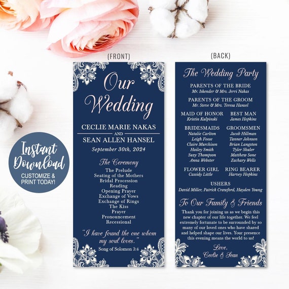 Wedding Program Thank You Messages Wedding Programs Online Etsy
