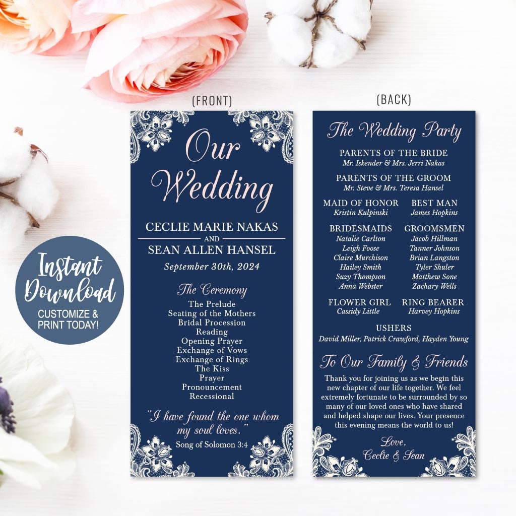 Wedding program thank you messages wedding programs online etsy