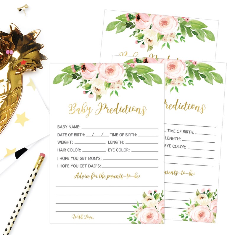 Baby Girl Prediction Cards Mad Libs Printable Baby Prediction Etsy