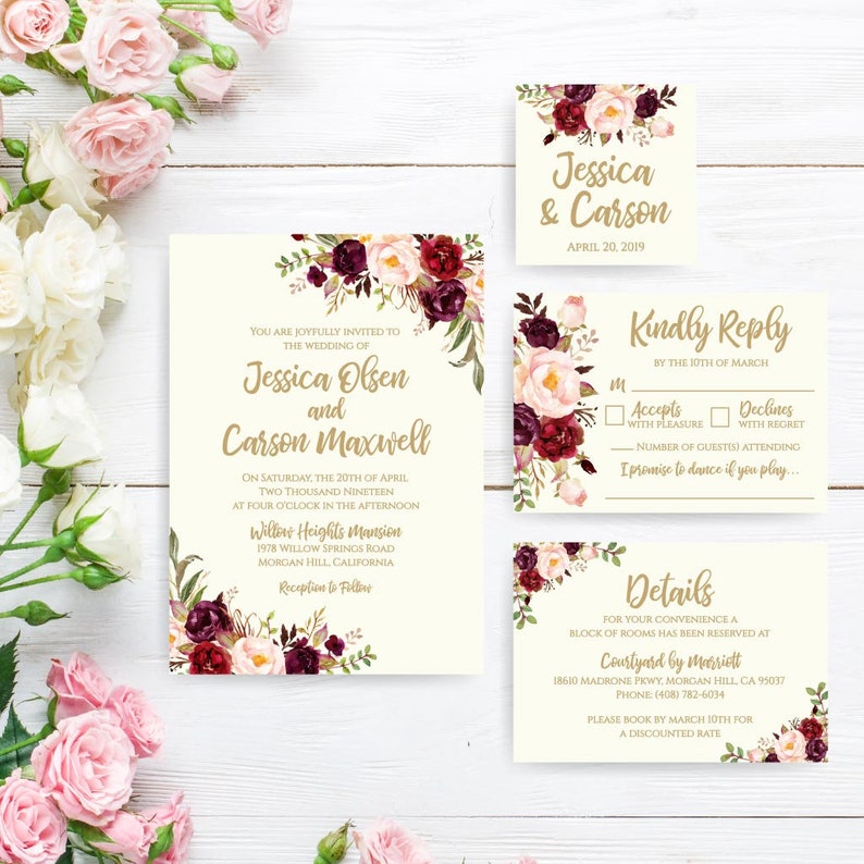 Formal Wedding Invitation Suite Printable Wedding Invite Template