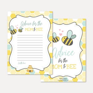 Bee Baby Douche Advies Kaart Sjabloon - Woorden van Wijsheid Kaart Voor Baby Douche, Advies Kaarten Baby Douche, Advies Baby Douche