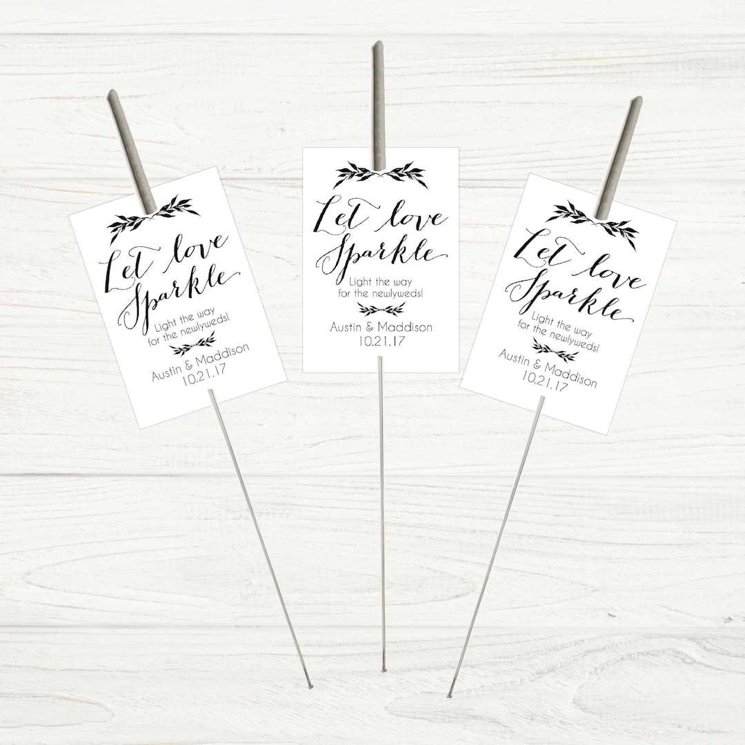 Printable Let Love Sparkle Tags for Sparklers, White Classic Wedding ...