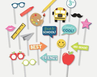 Back To School Photo Prop Templates - School Photo Booth Props, Kid Photo Booth Props, Photo Booth Props School, First Day Of School Signs