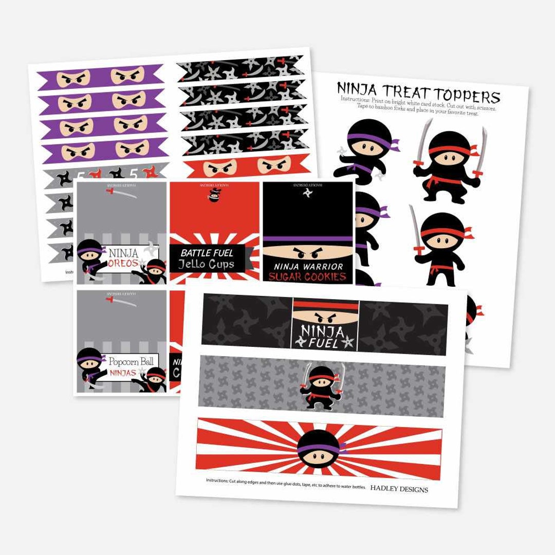 Ninja Kids Party Accessories and Decor Package Templates - Etsy