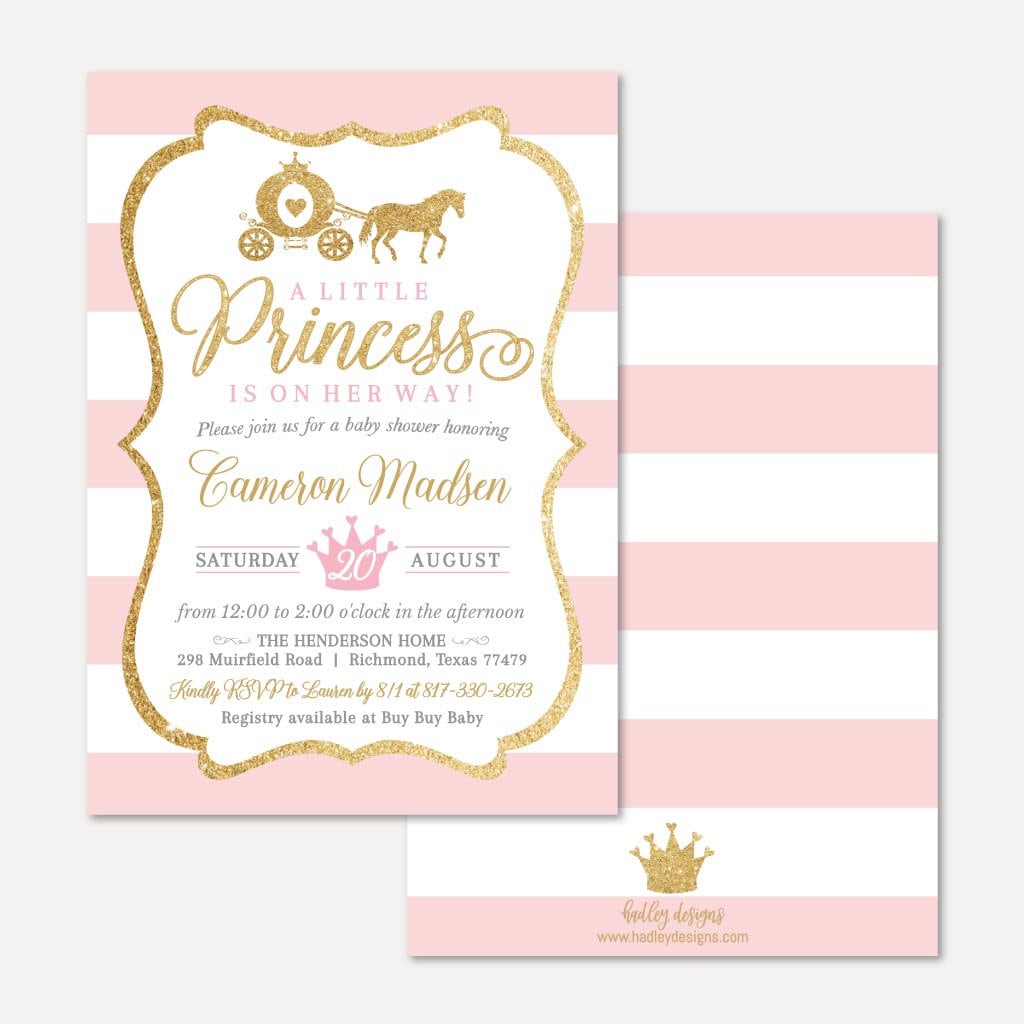 Princess Baby Shower Invitation Template Editable PDF Hadley Designs