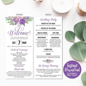 Wedding Ceremony Program Funny Printable Wedding Programs - Etsy