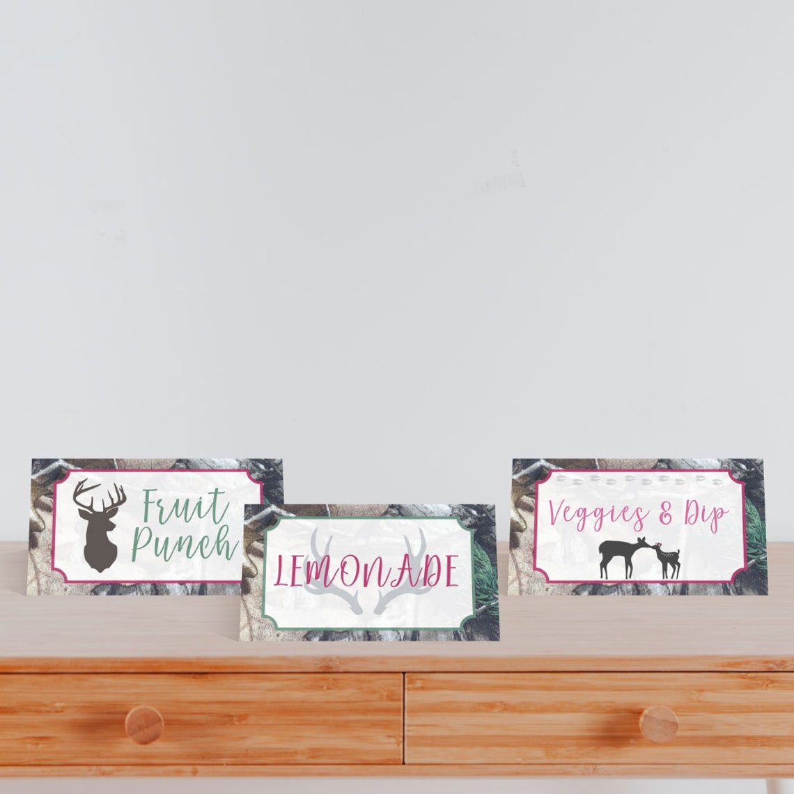 Camo Girl Baby Shower Food Tent Cards Template Food Tent Etsy