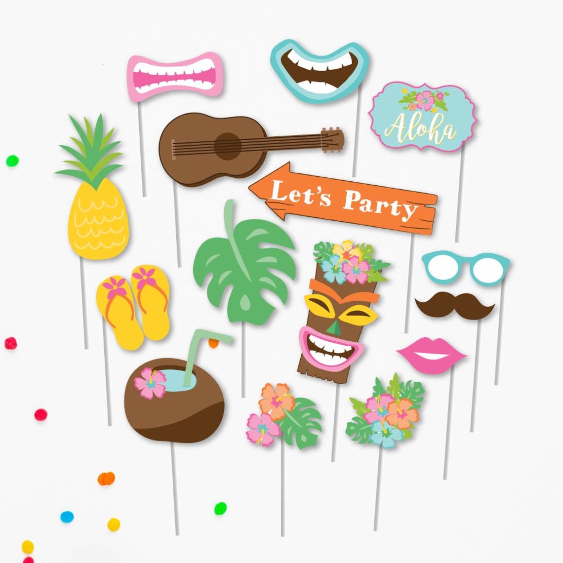 Luau Party Photo Booth Props Template Luau Photo Booth Prop - Etsy