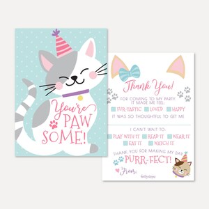 Katze Kindergeburtstag Fill In Dankeskartenvorlage - Füllen Sie die leere Dankeskarte aus, Kinder ausfüllen, Notiz ausfüllen, Hadley Designs
