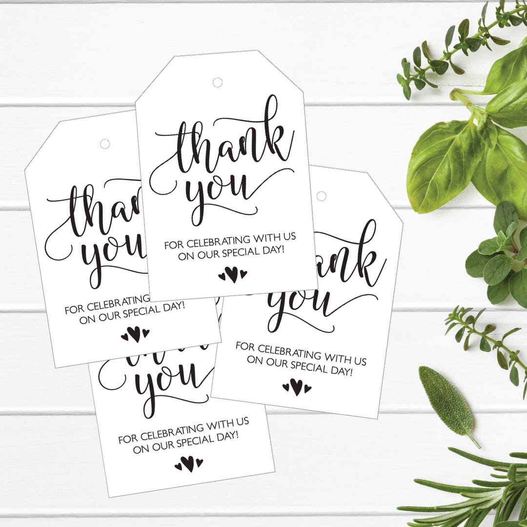 Printable Wedding Thank You Tags, Rustic Elegant Wedding Favor Bag Tags ...