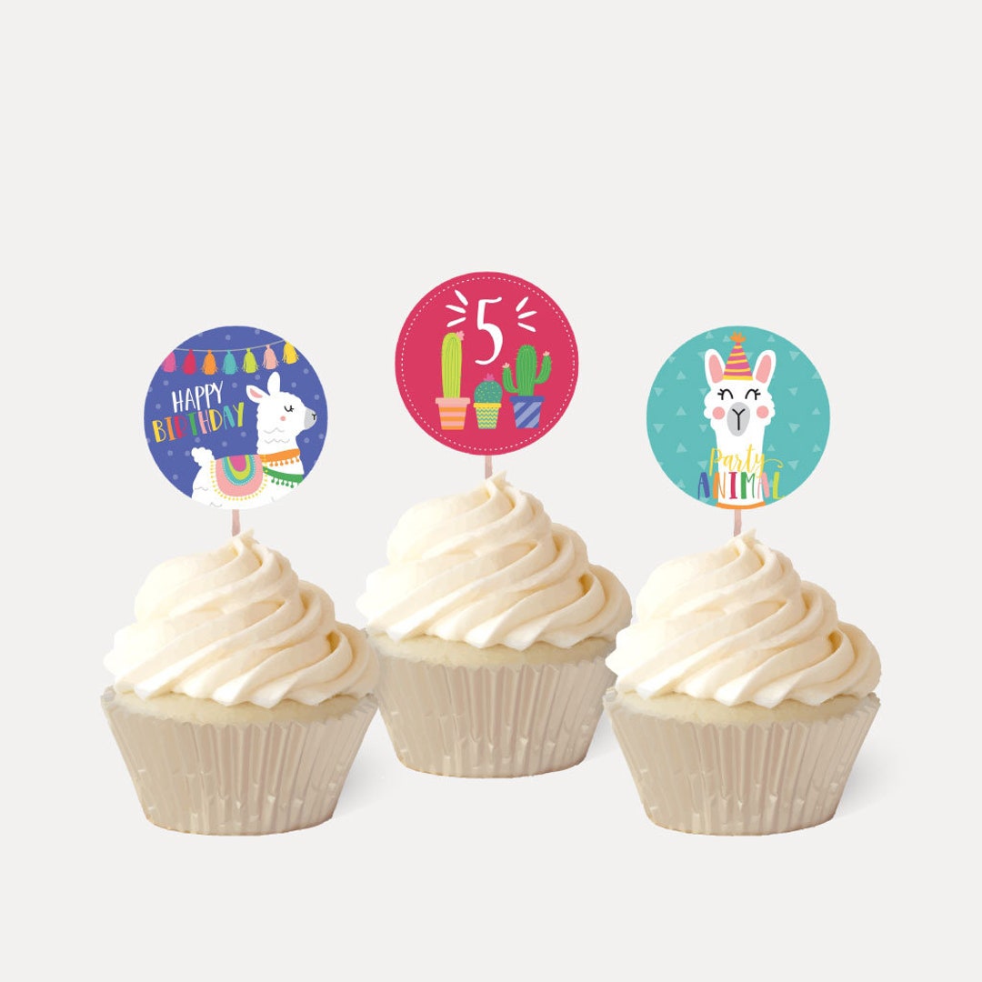 Llama Kids Party Cupcake Topper Template Cupcake Toppers Cupcake, Cake ...