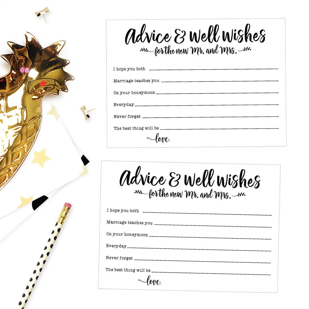 Wedding Advice Printable, Downloadable Wedding Advice Cards, Wedding ...