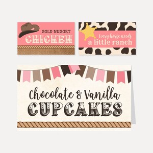 Cowgirl Kids Party Food Tent Cards Template -Editable Food Tent Card, Printable Food Tent Cards, Food Tent Cards Instant Download