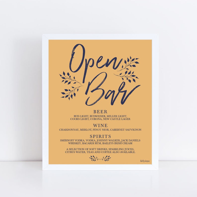 Navy Mustard Rustic Wedding Bar Menu Sign Template Hadley Menu Marriage Printable Signature Drinks Menu Bar Menu Wedding Template
