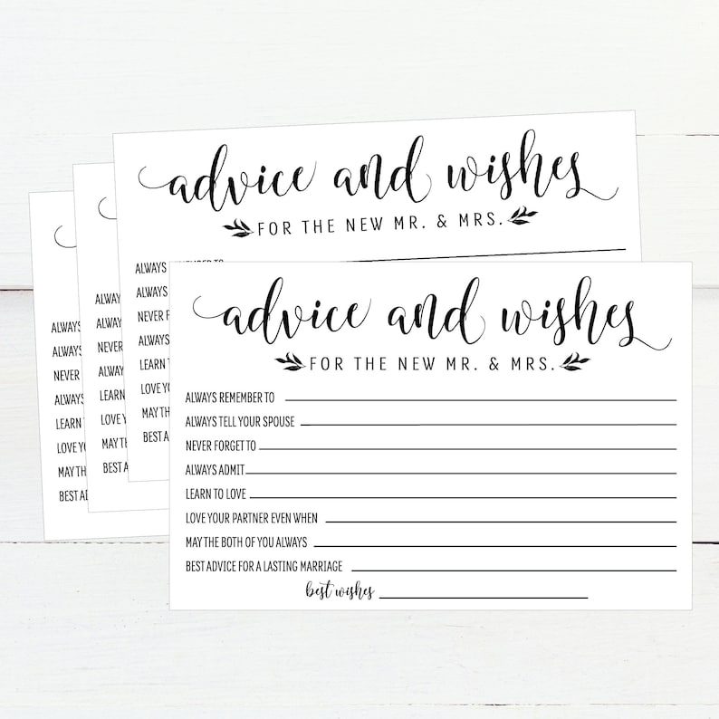 Words of Wisdom Printable Wedding Cards, Guest Book Idea, Rustic Advice Cards for Newlyweds Bridal Shower or Reception, DIY Instant Download image 3