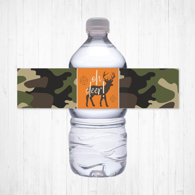 Camo Hunting Kids Party Bottle Label Template Water Bottle Etsy