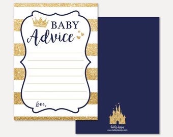 Prince Baby Shower Advice Card Template - Words of Wisdom Card For Baby Shower, Advice Cards Baby Shower, Advice Shower, Hadley Designs
