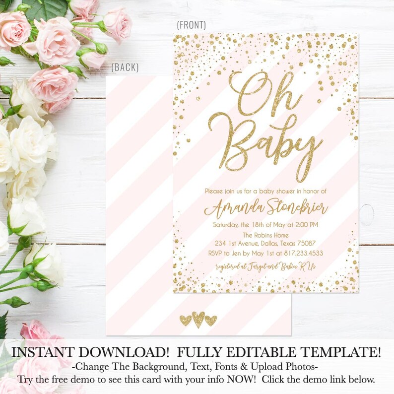 Baby Shower Invitation Girl Printable Baby Girl Shower | Etsy