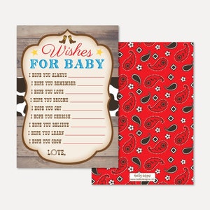 Cowboy Baby Shower Wishes Card Template - Baby Guten Wünschen, Guten Wünschen für Baby Buch, Baby Shower Well Wish Mom Vorlage