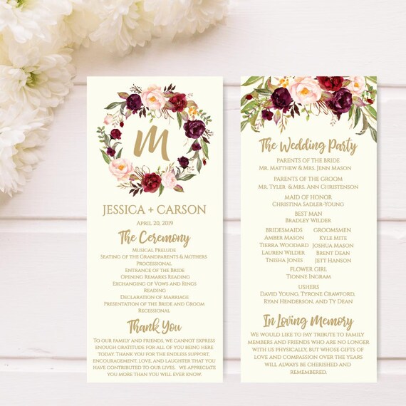 Wedding Programs Catholic Wedding Programs Cheap Wedding Etsy