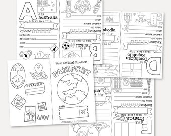 Alphabet Passport Printable, Learning Letters Coloring Pages, Kids Travel Activity Book Folding Folding Pattern, Childrens Travel Sheet PDF
