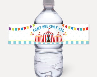 Carnival Kids Party Bottle Label Template - Water Bottle Wraps, Party Printable, Printable Labels, Printable Party