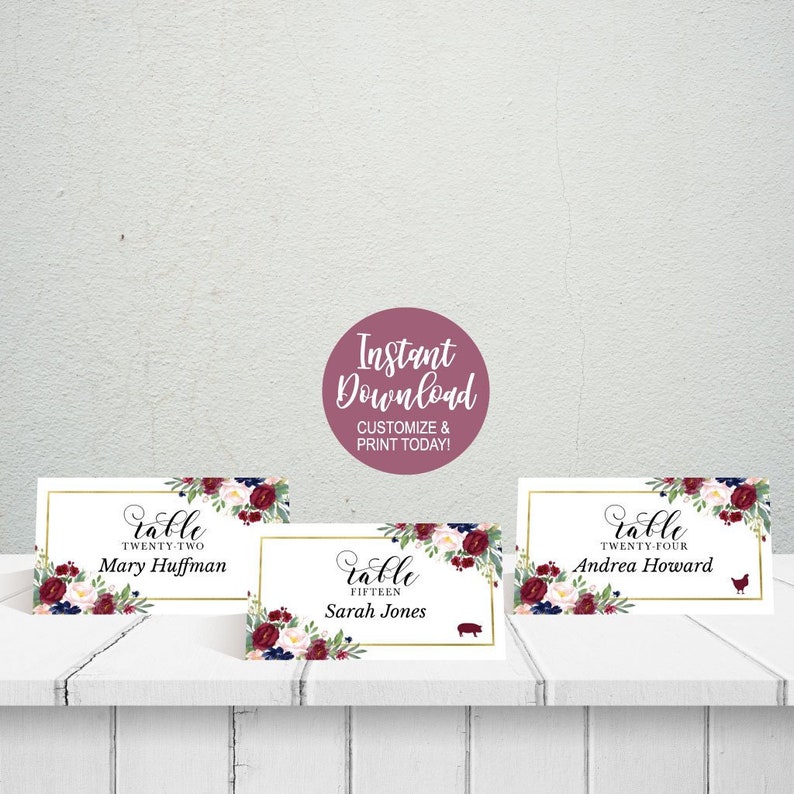 DIY Place Cards Template For Wedding Wedding Place Card Meal Choice Icon Printable Place Cards for Tables Place Cards Wedding Templates