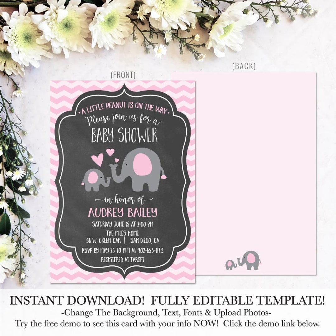 Printable Girl Baby Shower Invitation, Instant Download Baby Shower ...