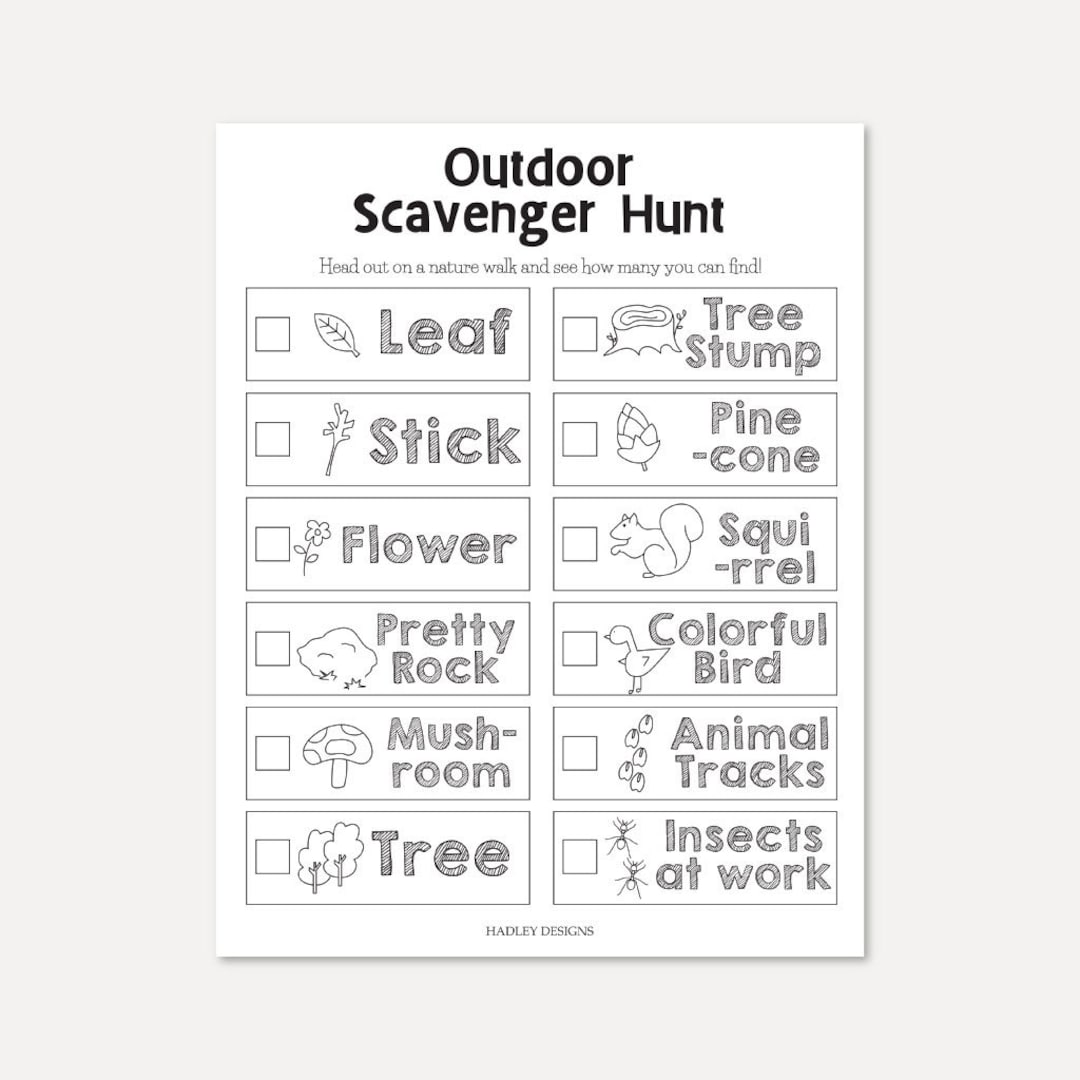 Outdoor Scavenger Hunt Template, Outdoor Scavenger Hunt for Kids ...