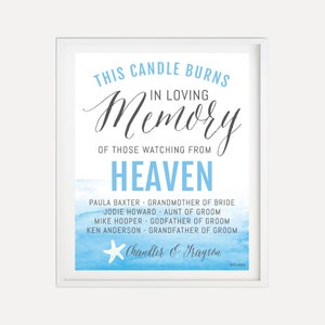 Beach Wave Wedding In Loving Memory Sign Template - Wedding Heaven Sign, In Loving Memory, In Loving Memory of Wedding Signs