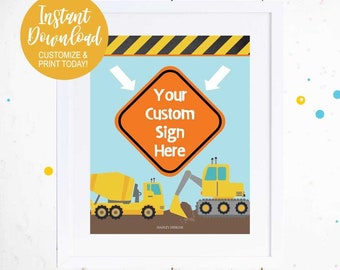 Ideas para fiestas de construcción, ideas de cumpleaños de construcción, letreros para fiestas de cumpleaños para niños imprimibles, plantilla de letreros para fiestas para niños, letreros para cumpleaños