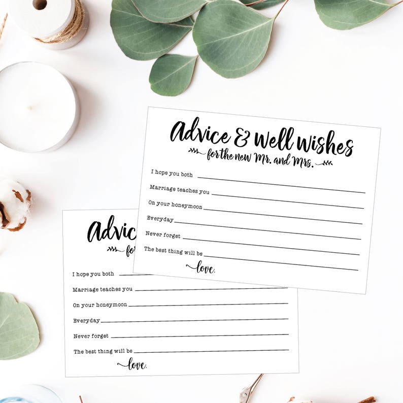 Bridal Shower Advice Card Template Advice for the Bride Game - Etsy