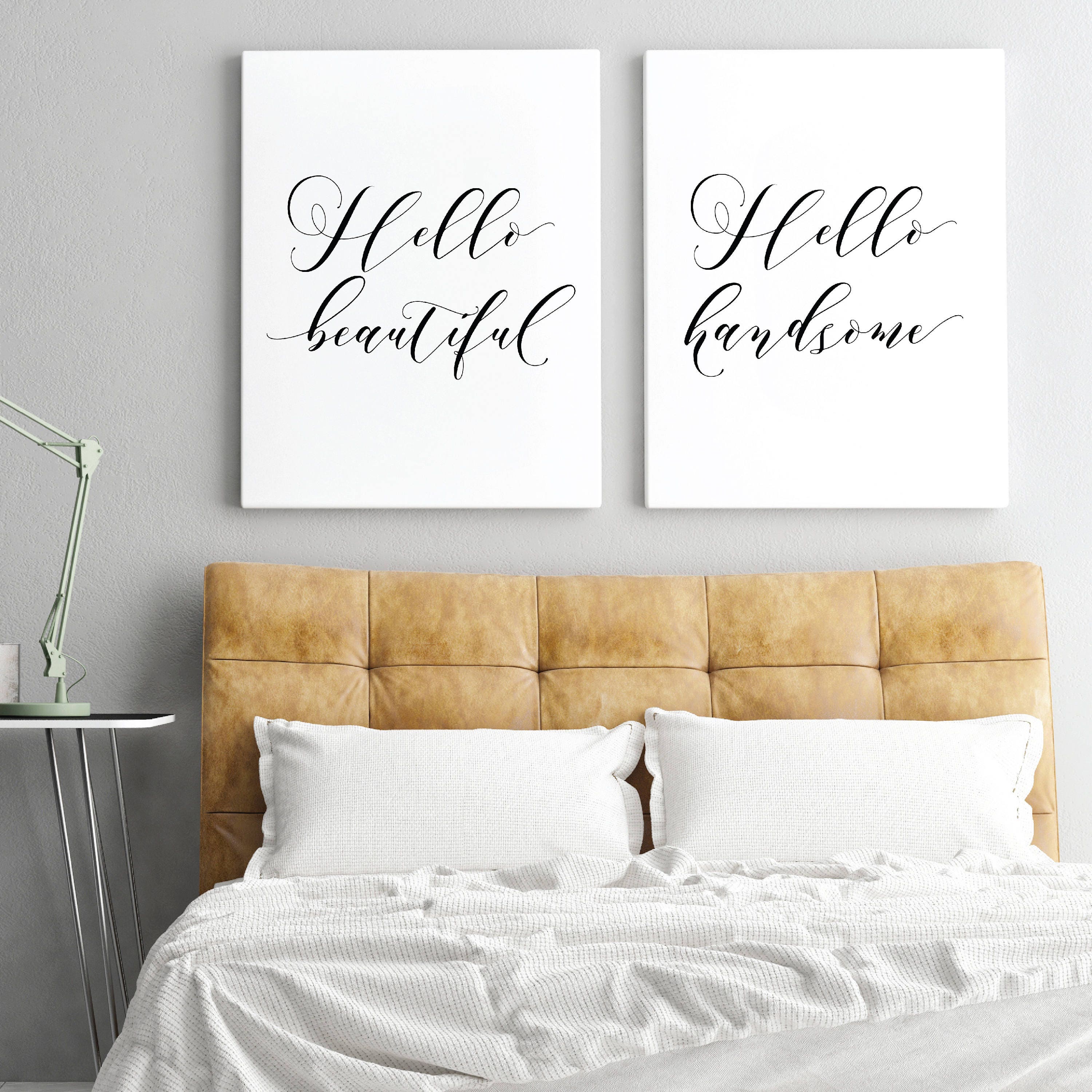 Hello Beautiful Hello Handsome Printable Sign Set Home Decor | Etsy
