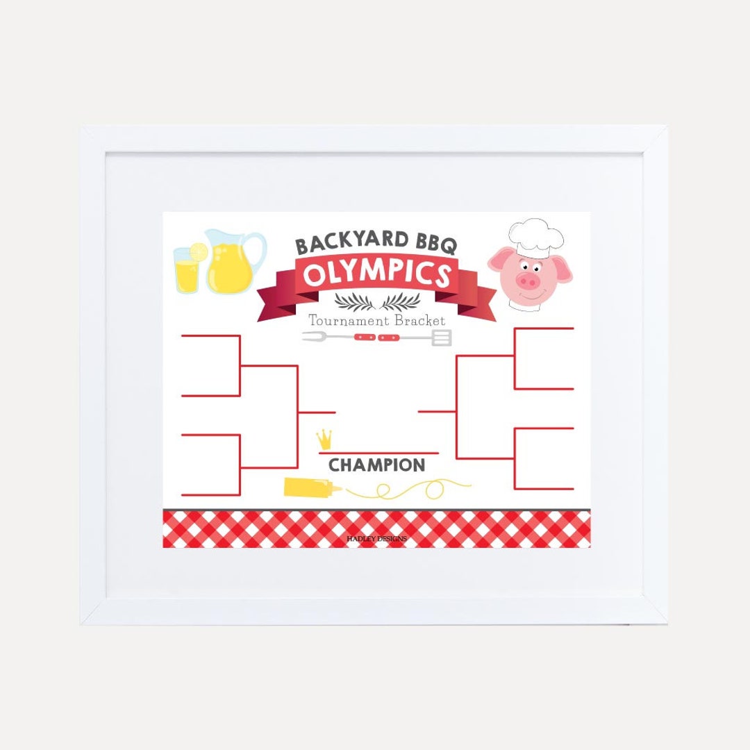 BBQ Tournament Bracket Sign Backyard Olympics Chart Sport - Etsy
