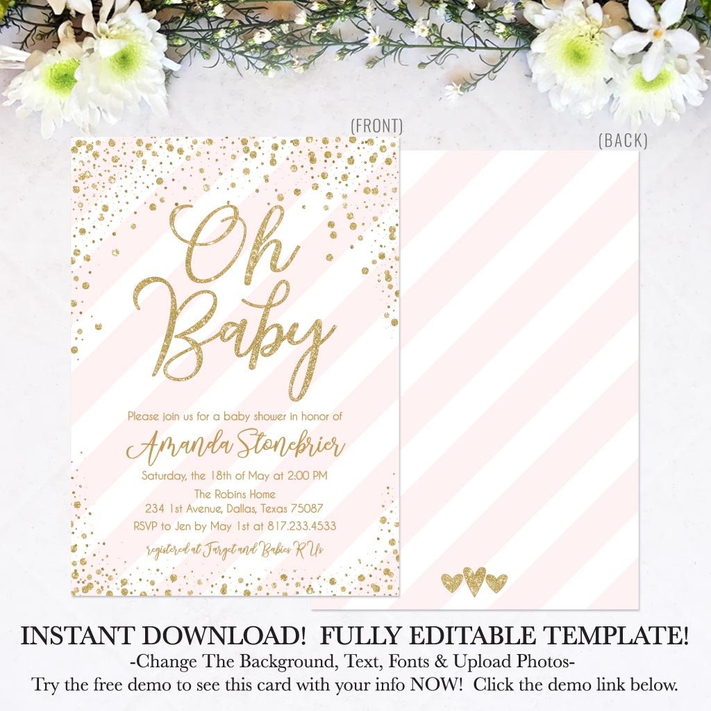 Printable Girl Baby Shower Invitation Instant Download Baby Etsy Printable Girl Baby Shower Invitation Instant Download Baby Etsy