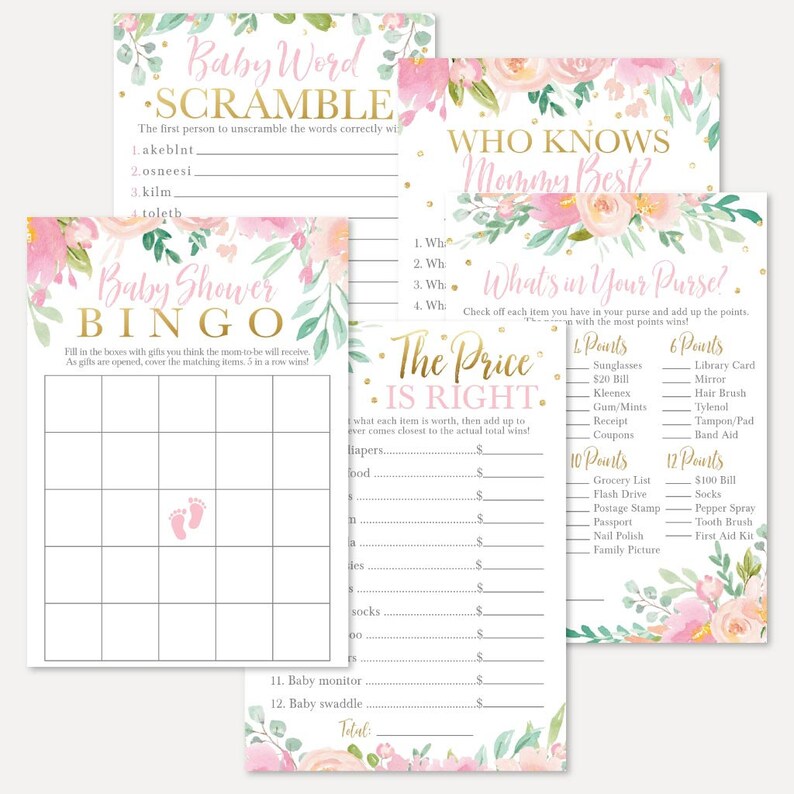 Baby Shower Game Suite Baby Shower Game Package Baby Shower Etsy