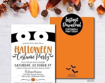 Halloween Costume Party Invitation Template, Editable Costume Party Invitation, Birthday Costume Party, Custom Birthday Party, Instant