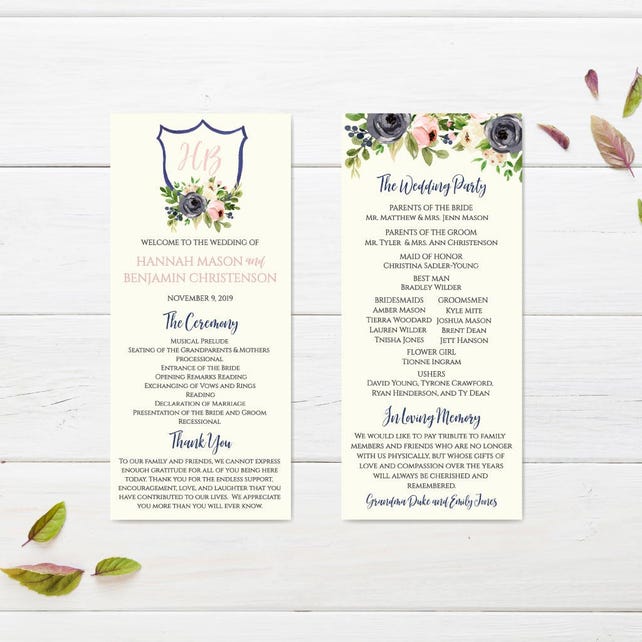 Instant Download Wedding Program Wedding Program Thank You From The