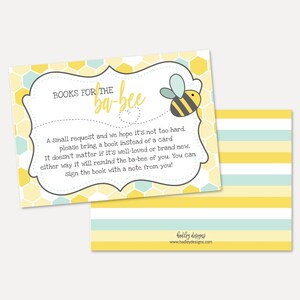 Bee Baby Shower Book Request Template - Baby Shower Games Printable, Baby Shower Book Request, Edit Yourself, DIY, Hadley Designs