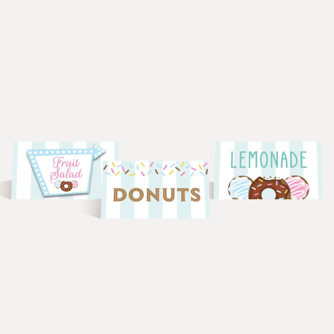 Blue Donut Diner Food Tent Cards - Food Tent Card Instant Download ...