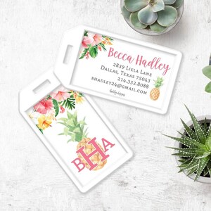 Tropical Luggage Tags Personalized, Luggage Tags Print, Printable ...