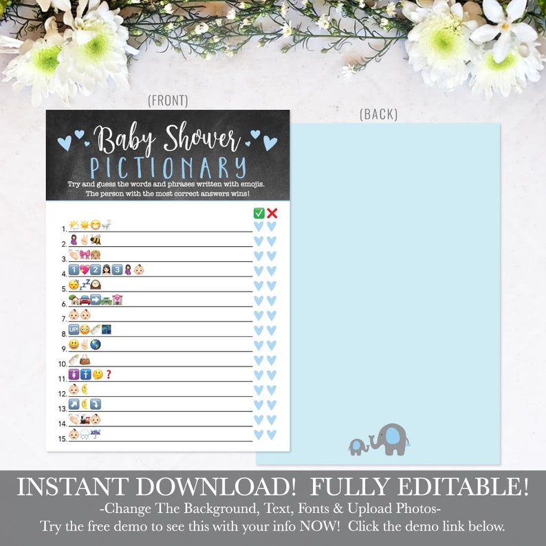 Printable Baby Shower Emoji Emoji Game for Baby Shower Emoji Etsy